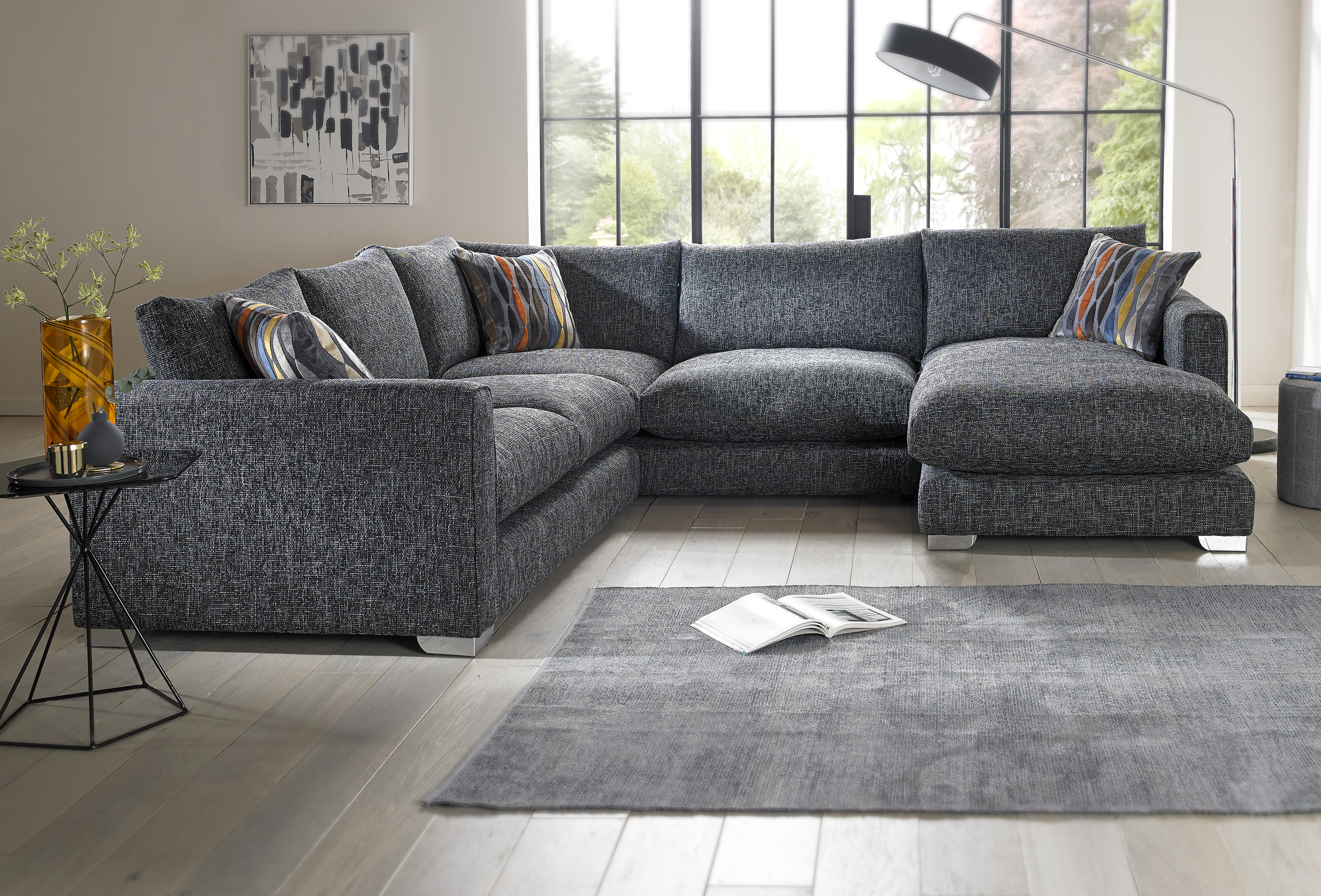 Sofology Majestic grey fabric corner sofa